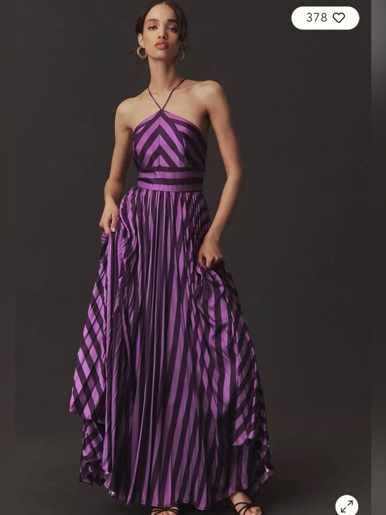 Anthropologie Dresses & Skirts - NWT Anthropologie Hutch Dolly Halter Pleated Maxi Dress Purple Striped Medium